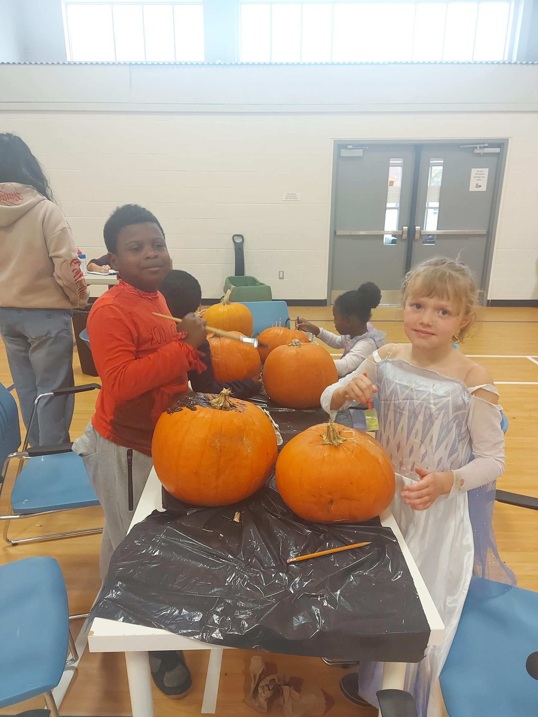 Kids with pumkins