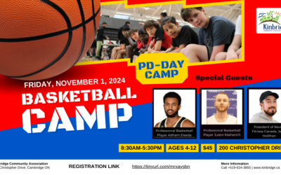 Basketball Day Camp brings Special Guests! Professional Basketball Players Adham Eleeda & Justin Malnerich and Revive Fitness Canada President, Jesse Hollihan